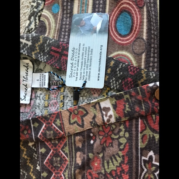 NWT.  Sacred Threads Boho Gypsy Jacket. 214636. CL/GR - Picture 2 of 3